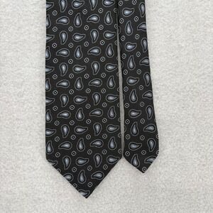 Brooks Brothers Tie Necktie Mens Black Blue Paisley 100% Silk USA Italy Makers